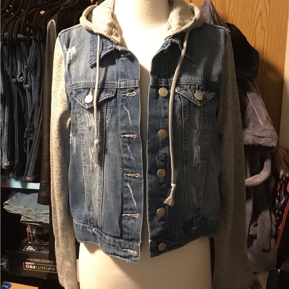 Jean jacket with a hood